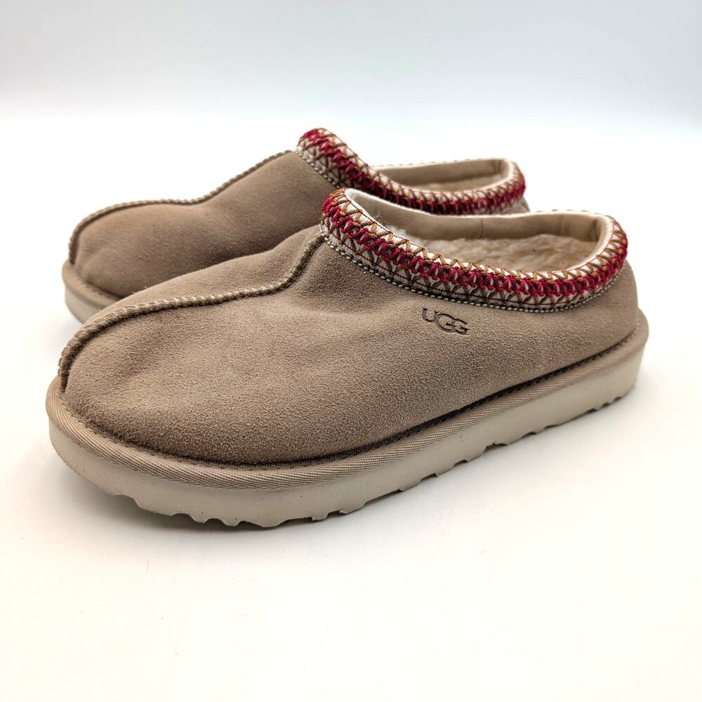 UGG Tasman Suede Sheepskin Slippers Women's Sand Dark Cherry Size US7 EU38